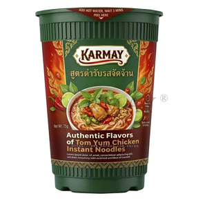 KARMAY Auténticos Fideos Instantáneos Tailandeses Picantes con Pollo en Vaso, 700ml 75-120g, Plástico PP Redondo con Tapa - Product Image 3