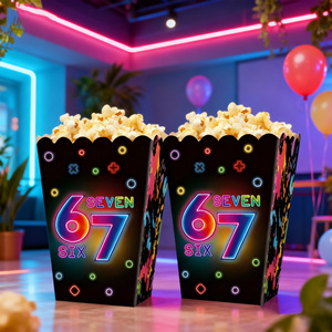 ชุดตกแต่งงานปาร์ตี้รับปริญญาแบบใช้แล้วทิ้ง HLC NEW 67 ธีม SixSeven กล่องป๊อปคอร์น กล่องโน้ต กล่องครัวซองต์ กล่องเฟรนช์ฟรายส์ ของชำร่วยงานปาร์ตี้ - Product Image 3
