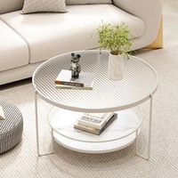 Table basse moderne en métal et verre trempé avec rangement, mobilier de luxe pour la maison