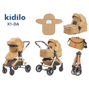 Passeggino Pieghevole Multifunzionale Kidilo con Seduta Alta per <span class=keywords><strong>Neonati</strong></span> con Accessorio Seggiolino Auto e Navicella, Portata 15 kg - Product Image 4