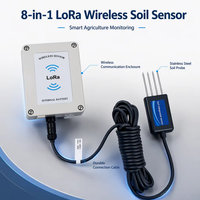 Testeur de sol sans fil 8 en 1 Capteur d'humidité Batterie intégrée LoRa Portée de 3 km Humidité du sol Température Salinité EC PH NPK Capteurs