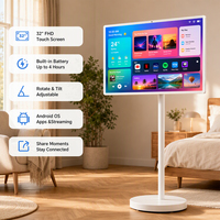 TV Pintar Mobile 32 inci Putih dengan Roda, Layar Sentuh FHD Android, Stand Beroda, 8GB+128GB WiFi, Layar Pendamping Pintar untuk Penggunaan di Rumah