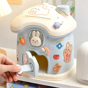 Hucha de plástico con forma de casa de hongos para niña, DIY, de alto valor estético, resistente a caídas, adornos bonitos, regalo para niños de guardería - Product Image 5