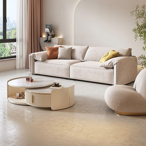 Bộ bàn ghế phòng khách gỗ sồi/bạch dương, bàn trà có thể thu gọn, màu sắc tùy chỉnh, dành cho khách sạn - Product Image 5