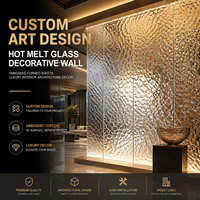 Panneaux en verre artistique thermofusible de luxe, texture 3D, feuilles gaufrées personnalisées pour la décoration murale architecturale intérieure de luxe