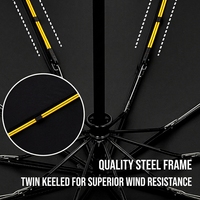 Parapluie publicitaire LED pliable à trois sections avec lampe torche LED, cadre renforcé à double nervure, ouverture automatique inversée, portable