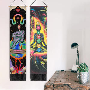 瞑想チャクラロングタペストリー壁掛け垂直トリッピーポスターハンガーリビングルーム用木製フレーム - Product Image 3