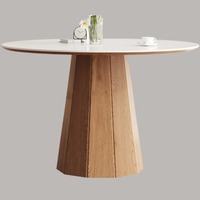 Table à manger moderne nordique, plateau en pierre frittée blanche, base en bois massif, écologique, table de cuisine 4 places, table à manger pour la maison