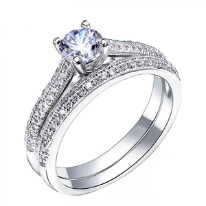 Ensemble de bagues de mariage classiques pour femmes, bijoux élégants pour la demande en mariage et les fiançailles - Product Image 1