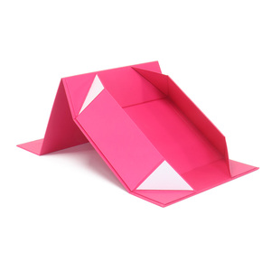 Boîte cadeau pliable magnétique rose vif personnalisée de luxe, emballée à plat, boîte en papier rigide pliable - Product Image 3