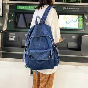 Dernier design de sac à dos en denim de voyage en toile Bule simple vintage de grande capacité pour étudiants - Product Image 3