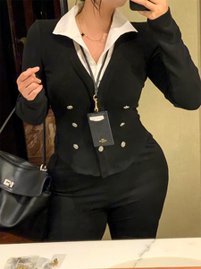 Top de dos piezas de chica picante de estilo académico <span class=keywords><strong>para</strong></span> mujer, camisa de manga larga <span class=keywords><strong>para</strong></span> otoño e invierno, blusas y camisas ligeramente gruesas <span class=keywords><strong>para</strong></span> mujer - Product Image 5