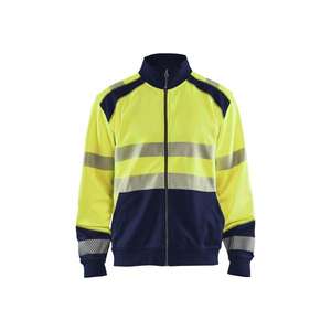 BLAKLADER - 355825283389XL Sweat-shirt haute visibilité avec fermeture éclair complète Jaune/Bleu marine-EAN 7330509610282 HI-VIS WORKWEAR - Product Image 1