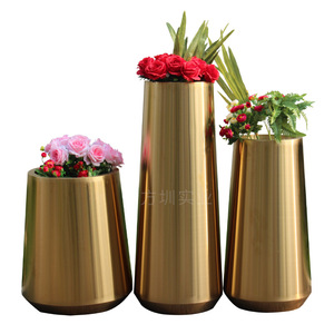 Pots de fleurs circulaires en acier inoxydable chromés, jardinières d'extérieur, design moderne minimaliste - Product Image 5