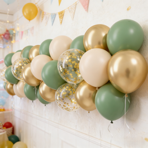 624219 Bouquet di Palloncini Verde Salvia e Oro con Coriandoli, <span class=keywords><strong>Elegante</strong></span> Decorazione per Compleanni, Matrimoni e Baby Shower - Product Image 2