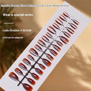 Faux ongles minimalistes courts en <span class=keywords><strong>amande</strong></span> effet œil de chat, pour salons, vente en gros, style design - Product Image 5