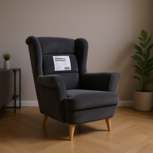 Poltrona in Velluto Grigio Scuro 100% Poliestere per Soggiorno, Struttura in Compensato Medio - Product Image 2