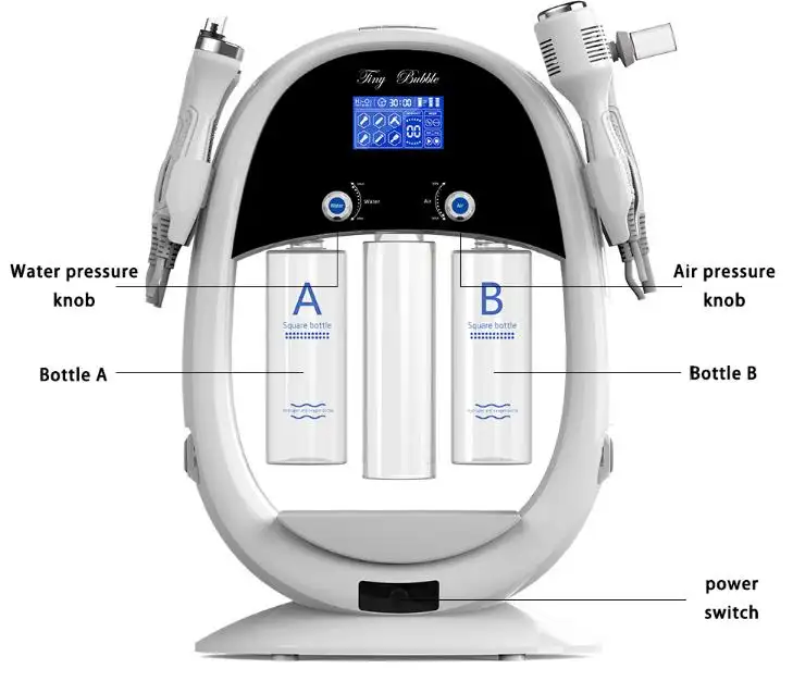 Idrogeno e ossigeno piccole bolle salone di bellezza pulizia della pelle idratante misuratore di ossigeno ringiovanimento attrezzatura per la bellezza dei punti neri