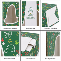 Boîte cadeau transparente à thème de Noël, réutilisable, pour bonbons et cadeaux de fête, emballage vide en papier blanc