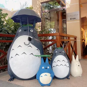 Decoração de exterior para casa, estátua de resina de desenho animado japonês Totoro, peças de decoração animadas em tamanho real, enfeites de fibra de vidro Totoro