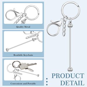 Pcs Beadable Keychains Bars Bulk Blank <b>Beaded</b> Metal Keychain For Craft DIY Gift - Product Image 3
