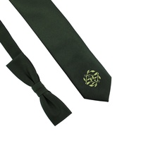 Cravate ajustable en microfibre de polyester pour homme, motif personnalisé, coupe slim, nœud papillon pré-noué vert, vente en gros