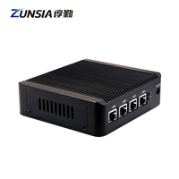 Zunsia Intel J4125 J1900 Nano Mini PC Thin Client Atom E3845 4 puertos Ethernet RS232 X86 Linux enrutador de escritorio sin ventilador Mini PC