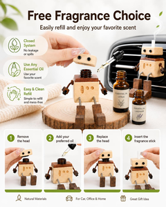 Purificateur d'air portable haut de gamme pour voiture, à clipser sur grille d'aération, en bois, diffusion naturelle de parfum par évaporation, sans électricité, décoration - Product Image 4