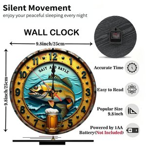 Round Wooden Wall <b>Clock</b> 25x25Cm Mdf Quiet Quartz Movement Home Living Room <b>Bedroom</b> Decor <b>Clock</b> - Product Image 6
