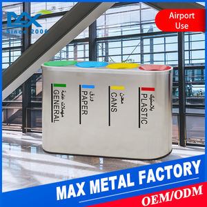 Venta al por mayor de la fábrica oval 2/3/<span class=keywords><strong>4</strong></span> compartimento de <span class=keywords><strong>basura</strong></span> de acero inoxidable de papelera de <span class=keywords><strong>reciclaje</strong></span> para Centro Comercial - Product Image 5