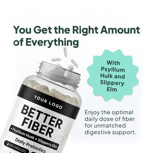Capsules de Psyllium et d'Orme Glissant Certifiées GMP, 90 Comprimés, Vegan, Prébiotiques Quotidiens, Soutien Digestif - Product Image 2
