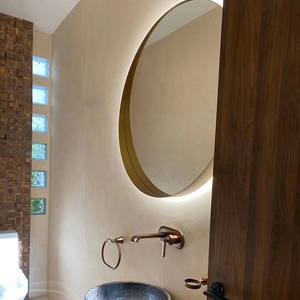 Espejo Decorativo Redondo de Pared con Marco Metálico Minimalista de Estilo Estocolmense para Baño de Hotel u Hogar con Estante de Almacenamiento - Product Image 5