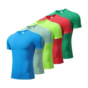 Nhãn Hiệu Riêng Spandex Polyester TEE Áo Sơ Mi Căng Chặt Chẽ Đào Tạo T Áo Sơ Mi Nam Logo Tùy Chỉnh Áo Thun