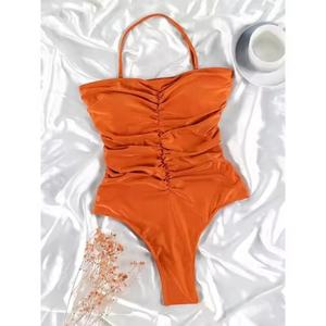 Maillot de bain brésilien sexy pour femme, dernière conception, en polyester et élasthanne, imprimé à bandes croisées, 1 couleur unie/à pois, service OEM, micro-soutien-gorge à bretelles en V - Product Image 4