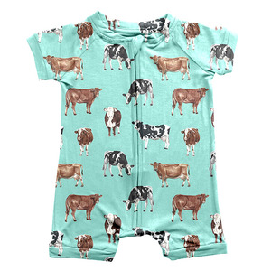Nuovo arrivo ragazzo pagliaccetto con cerniera manica corta pantaloni corti modello occidentale tessuto di bambù estate <span class=keywords><strong>pigiama</strong></span> neonato - Product Image 5