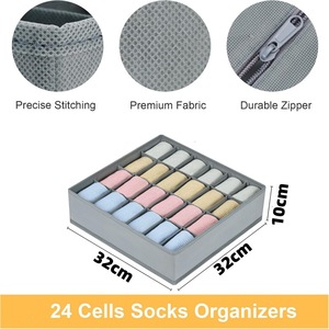 Organizador de Calcetines Plegable de Tela, Bambú y Plástico, Rectangular, de Tela No Tejida, Moderno, con Inserto para Armario, Divisor de Cajones de 24 Compartimentos - Product Image 5
