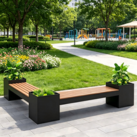Banc de jardin moderne en métal avec jardinière intégrée, durable, pour 2 personnes, idéal pour salon de thé, restaurant, rue
