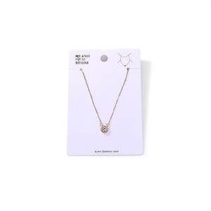 Collar de diamantes redondos, cadena de acero inoxidable, colgante elegante, joyería, accesorio de moda para mujer - Product Image 1