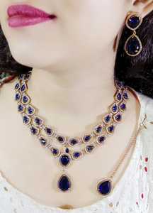 Belle couleur disponible nouveau Design Imitation élégant Mala ensemble indien mariée mariage fête porter longues boucles d'oreilles collier - Product Image 6