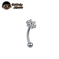 Körperschmuck Blumen Bananen-CZ-Zirkon-Edelstein Augenbrauen-Piercing Schmuck Innengewinde G23 Titan Trendy OPP-Beutel Zoor Schmuck
