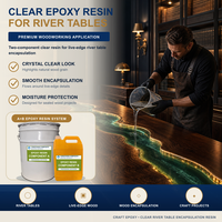 Kit de Resina Epoxi Cristal Transparente AB para Mesas de Río, Moldeo Profundo en Madera, Alta Dureza, Curado Lento, Resistente a la Humedad