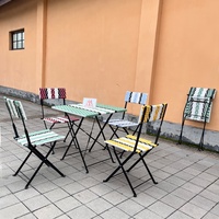 Mobilier de jardin Table pliante portable en rotin Ensemble table et chaise pliante patio plage café camping piscine salle à manger en métal