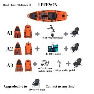 Kayak Modular de Pesca de 10 pies/14 pies, 3-<span class=keywords><strong>2</strong></span> Secciones, HDPE, Sit-On-Top, para <span class=keywords><strong>2</strong></span> Personas/1 Persona, para Lagos, Ríos, Surf, con Motor Eléctrico - Product Image 5