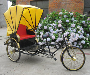 Carrozza Tradizionale Cinese a 2 Ruote per Passeggeri, Triciclo Trainato a Mano, Risciò - Product Image 6