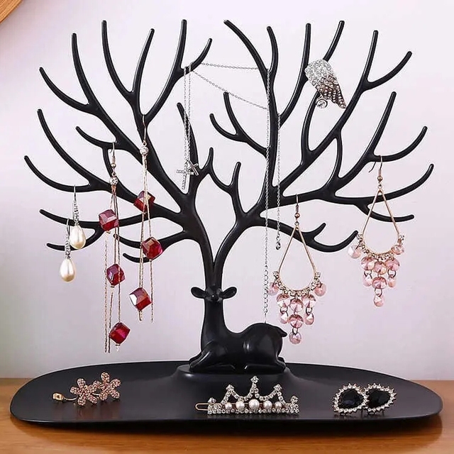 Wholesale Antler Shape Earrings Holder Necklace Display Stand with Tray for Jewelry Organizer Tree Deer Hanger