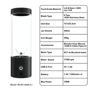 Primera pieza precio especial portátil 400ml eléctrico USB Mini licuadora de alimentos exprimidor de cítricos mezcladores de cocina de bajo ruido para batería de coche - Product Image 6