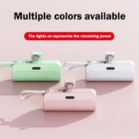 Batterie Externe Portable d'Urgence 5000mAh Mini avec Clip Arrière pour iPhone, Chargeur d'Alimentation d'Urgence Capsule 3300mAh