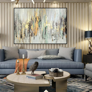 Peinture à l'huile sur toile, affiches d'art murales abstraites bleues dorées de style nordique, imprimés, images murales d'art modernes pour salon, décor de maison - Product Image 4