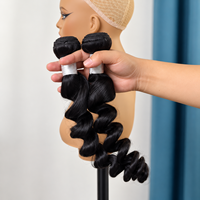 Extensions de cheveux humains ondulés naturels 1B, lots de mèches lâches, double trame, cheveux ondulés en vrac, vente en gros, cheveux double drawn