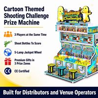 Machine de jeu d'arcade dynamique Nailong Shooting Challenge Prize Machine pour 3 joueurs, construction en bois/acrylique/laiton, fonctionne à pièces, version anglaise